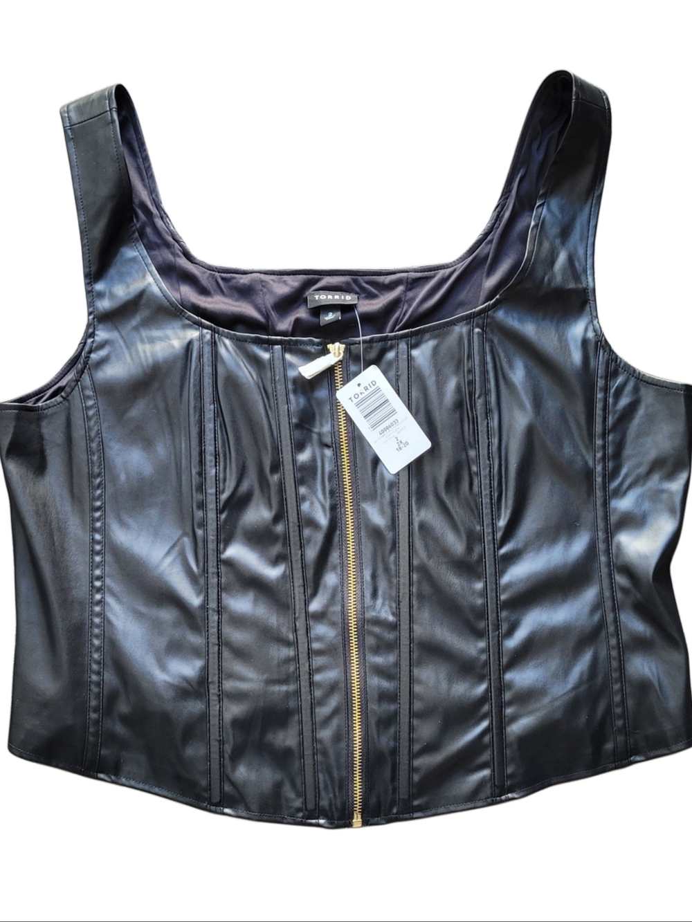 torrid Black Faux Leather Zip-Front Corset Tank